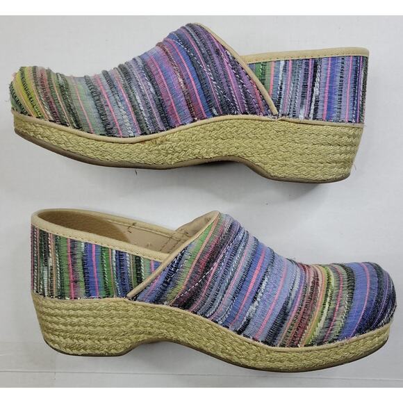 Dansko Shoes - Dansko Jute Pro Artisan Clogs Loafers Blue Colorful Weave Women's Size 8.5 EU 39